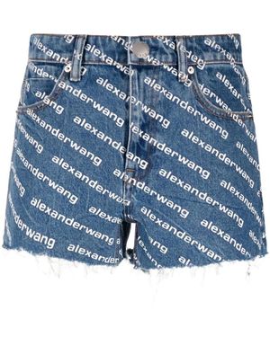 Alexander Wang Shorts Denim With Print - Blue