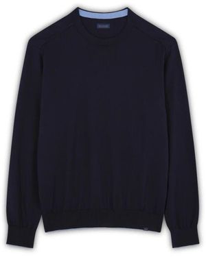 Paul & Shark Baumwoll- Und Kaschmirpullover Mit Ledereinsätzen - Blau