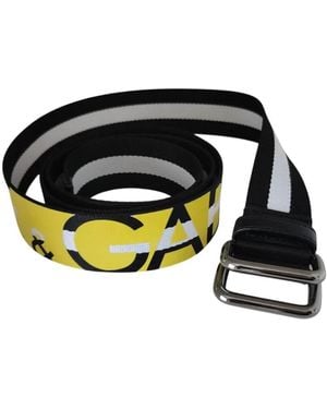 Dolce & Gabbana Gestreepte Metalen Gesp Riem Met Leer - Zwart