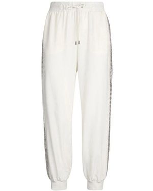 Liu Jo Pailletten Jogger Hose Elfenbein Glamour - Weiß