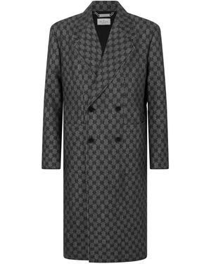 Philipp Plein Denim Coat Jacquard Monogram - Zwart