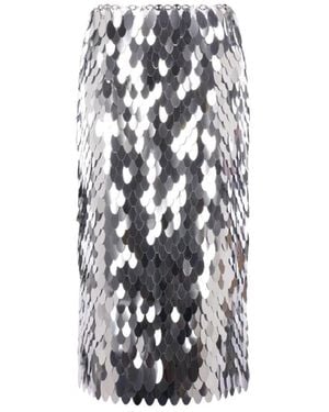 Rabanne Rokken ,Grijs ,Polyester Midi Rok Met Ovale Schijven