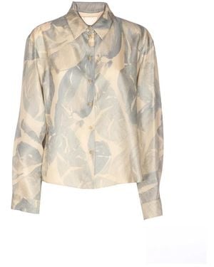 Alysi Overhemden ,Veelkleurig ,Camicia Brushed Print Regular - Naturel