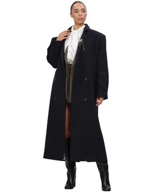 RUBY TUESDAY Mattin Woolen Double Breasted Long Coat - Zwart