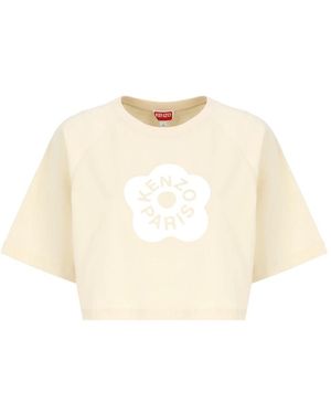 KENZO Floral Logo T-Shirt Met Ronde Hals - Naturel