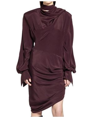 Mugler Kleedjes ,Rood ,Leer Gedrapeerde Sjaal Jurk - Paars