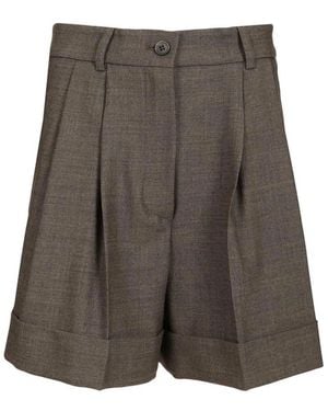P.A.R.O.S.H. Wool Blend Pleated Shorts - Grijs
