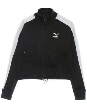 PUMA Hoodies & Sweatvesten ,Zwart ,Katoen Zwarte Lichtgewicht Geknipte Track Jas