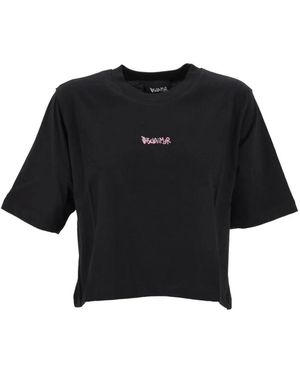 DISCLAIMER Tops ,Zwart ,Katoen Crop Jersey Top Urban Stijl