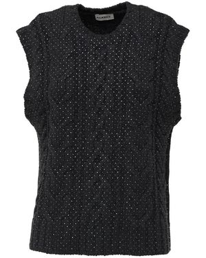 P.A.R.O.S.H. Truien & Vesten ,Grijs ,Wol Ladybril Cable-Knit Vest - Zwart