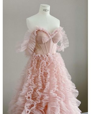 Milla Misty Rose All Ruffled Up Evening Fluffy Dress - Multicolor