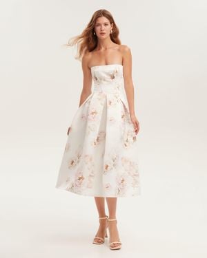 Milla Corset Midi Dress, Garden Of Eden - White