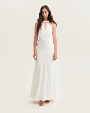 Milla Lovely Halterneck Satin Maxi Dress, Xo Xo - White