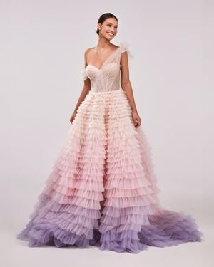 Milla Charming Ball Gown With The Frill-Layered Ombre Ma - Pink