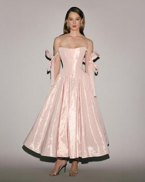 Milla Misty Rose Taffeta Corset Midi Dress - Pink