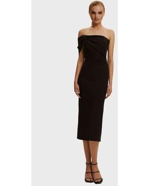 Milla Classy Midi Dress With Open Neckline - Black