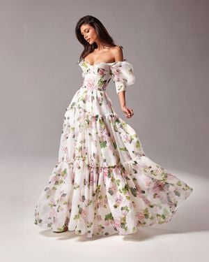 Milla Feminine Voluminous Sheer Sleeves Dr - White