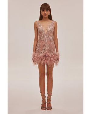 Milla Fabulous Mini Dress On Straps Adorned With Crystal - Pink