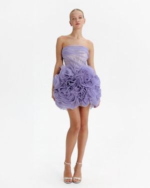Milla Appliquéd Organza Mini Dress - Purple
