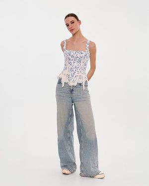 Millà Corset On Straps With Bows And Ribbo - Blue