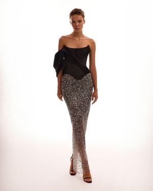 Millà Sequinned Silver Fitted Maxi Skirt - Multicolor