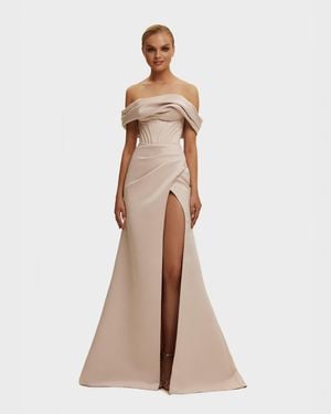 Milla Princess Strapless Gown With Thigh Slit - Pink