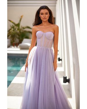 Milla Tulle Maxi Dress With A Corset Bustier - Purple