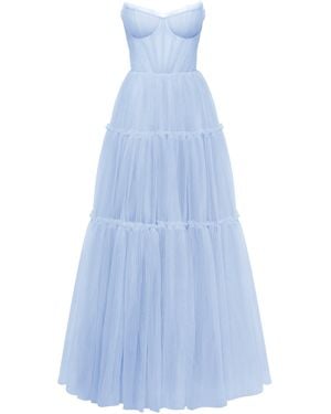 Millà Light Tulle Maxi Dress With Ruffled Skirt, Ga - Blue