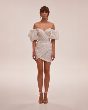 Milla Cute Mini Dress With Doll Sleeves - White