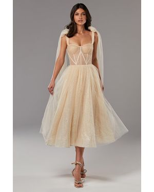 Milla Sparkly Midi Tulle Dress - Natural