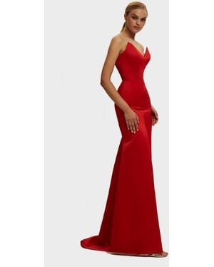 Milla Elegant Strapless Trumpet Evening Gown - Red