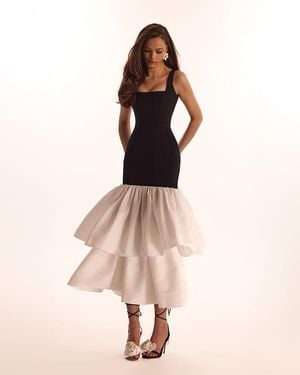 Millà Fitted Maxi Dress With Puffy Tiered Sk - Pink