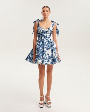 Milla Marvelous Hydrangea Mini Dress On Straps, Gar - Blue