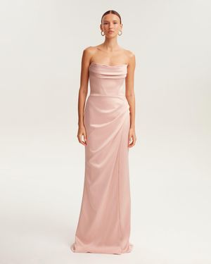 Milla Fancy Satin Maxi Dress, Garden Of Eden - Pink