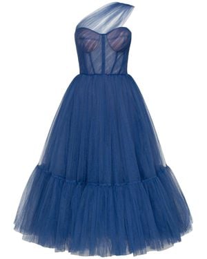 Milla One-Shoulder Cocktail Tulle Dress - Blue