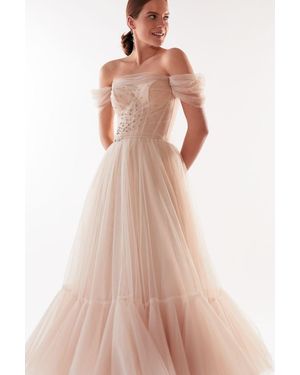 Milla Off-The-Shoulder Cocktail Tulle Dress - Pink