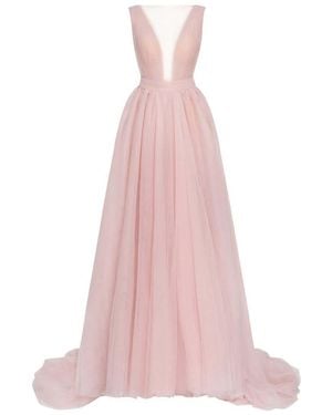 Milla Misty Rose Bow-Back Maxi Evening Tulle Dress - Pink