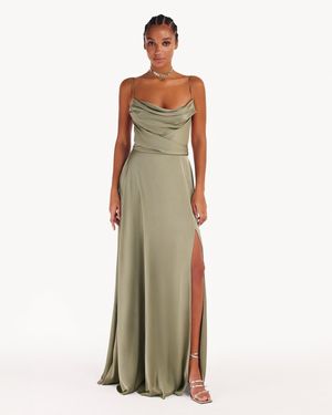 Milla Boudoir Silk Slip Dress - Green