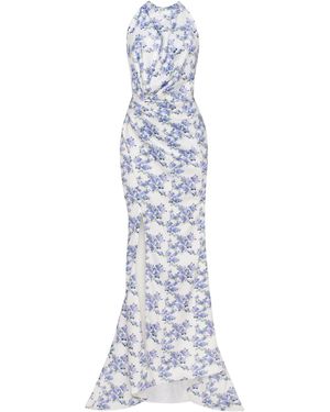 green emerald velvet dress Mill Women's Elegant Mock Neck Maxi Dress, Parisienne - Blue