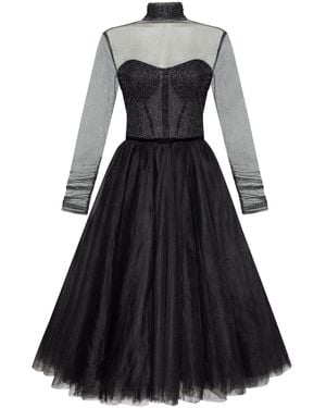 Milla Party Tulle Dress With Semi-Transparent Corset - Black