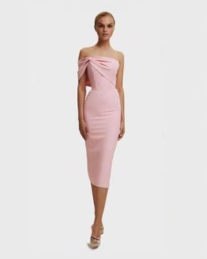 Milla Classy Midi Dress With Open Neckline - Pink