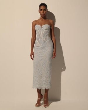 Milla Beaded Lace Corset Dress - Natural