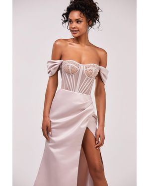 Milla Off-The-Shoulder Prom Maxi Dress - Pink