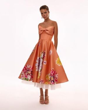 Milla Playful Floral Midi Dress With Bow, Glow-Up - Red