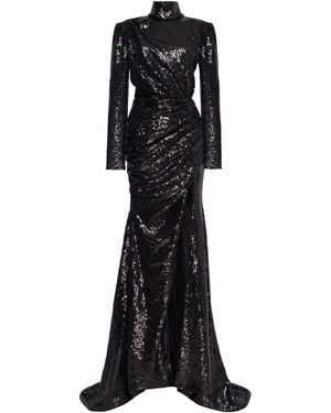 Milla Long-Sleeve Sequin Dress - Black