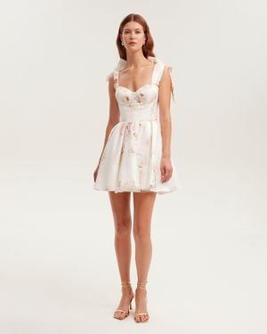 Milla Splendor Mini Dress On Straps, Garden O - White