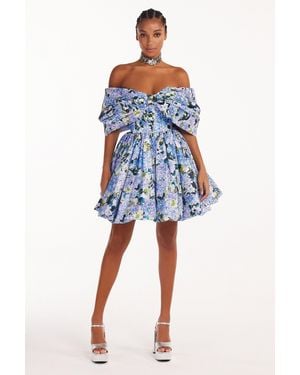Milla Hydrangea Bow-Detailed Mini Dress - Blue