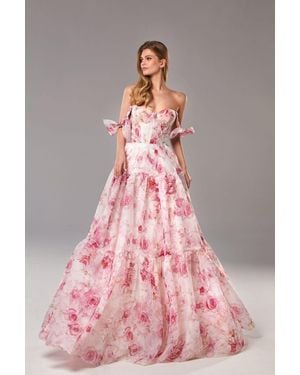 Milla Peony Tender Floral Maxi Tie-Strap Dress - Pink