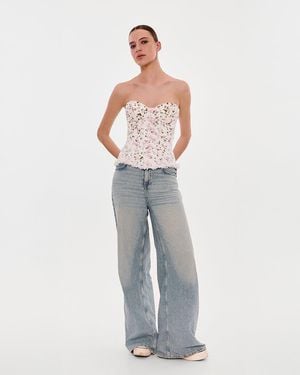 Millà Romantic Apple Blossom Corset With Rosebud Appliqu - White