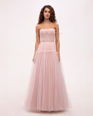 Milla Tie-Straps Tulle Prom Dress - Pink